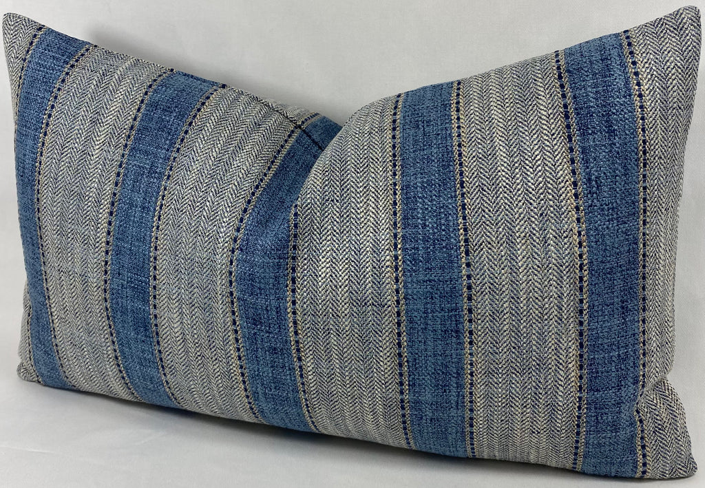 Luxury Lumbar Pillow – 24" × 14" – Natural Weave Denim
