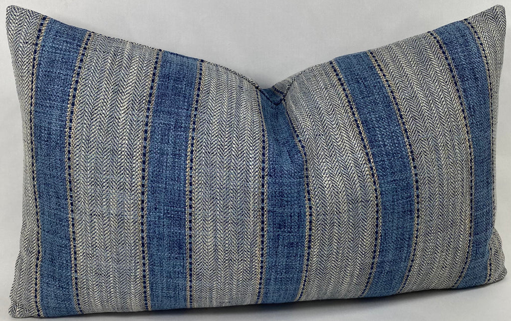 Luxury Lumbar Pillow – 24" × 14" – Natural Weave Denim