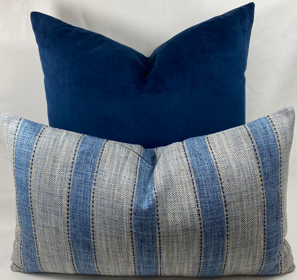 Luxury Lumbar Pillow – 24" × 14" – Natural Weave Denim