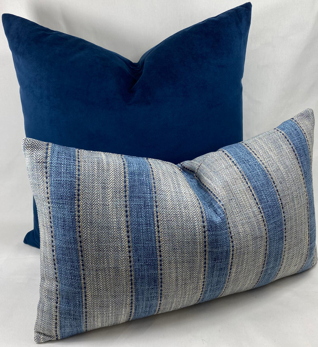 Luxury Lumbar Pillow – 24" × 14" – Natural Weave Denim