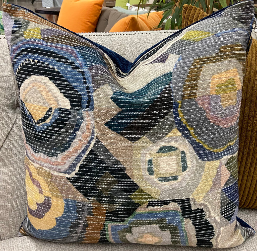 Luxury Pillow – 24" × 24" – Navy Color Bloom