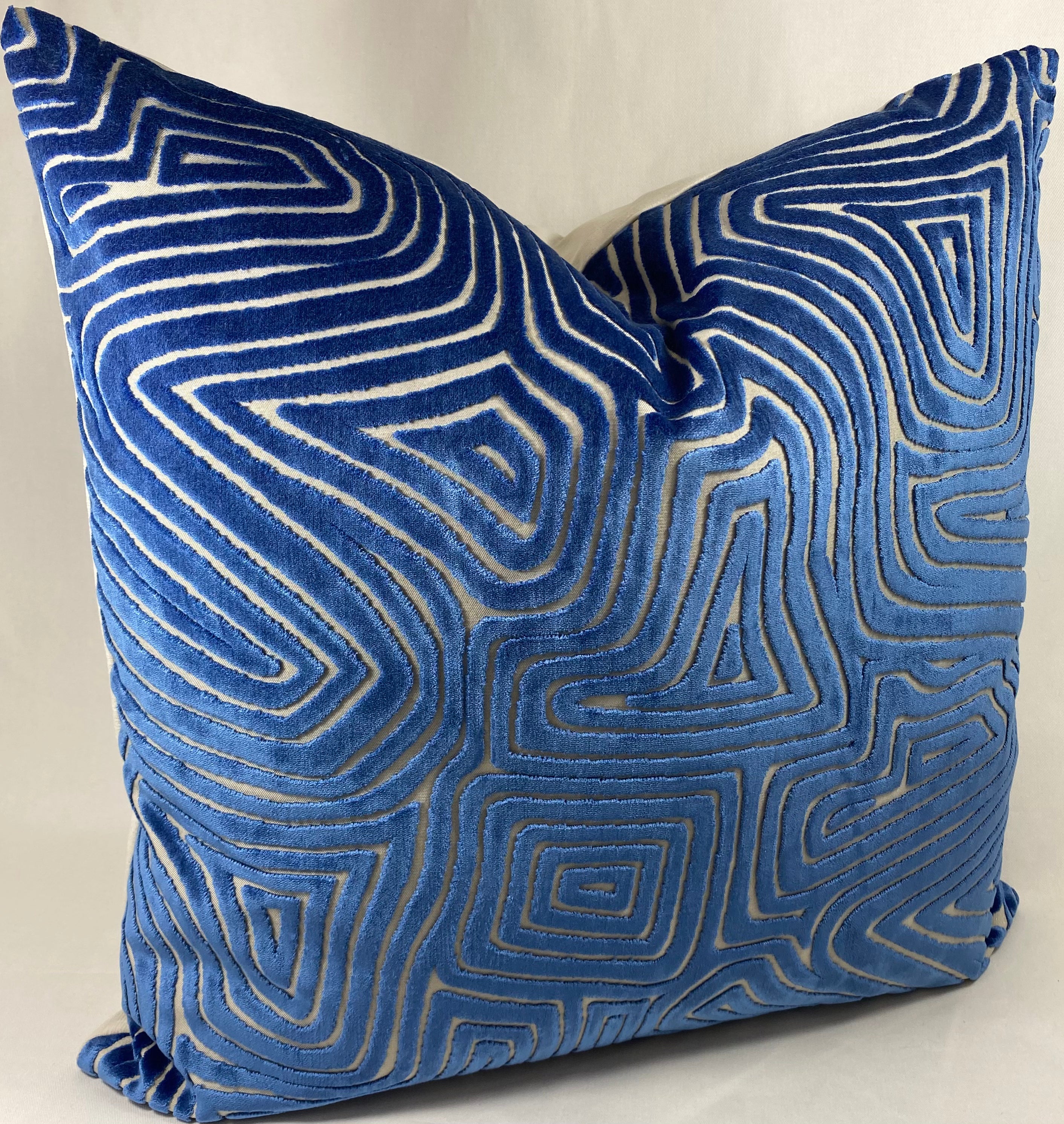 Luxury Pillow – 24" × 24" – Vertigo Blue | Textured Velvet – Kim ...