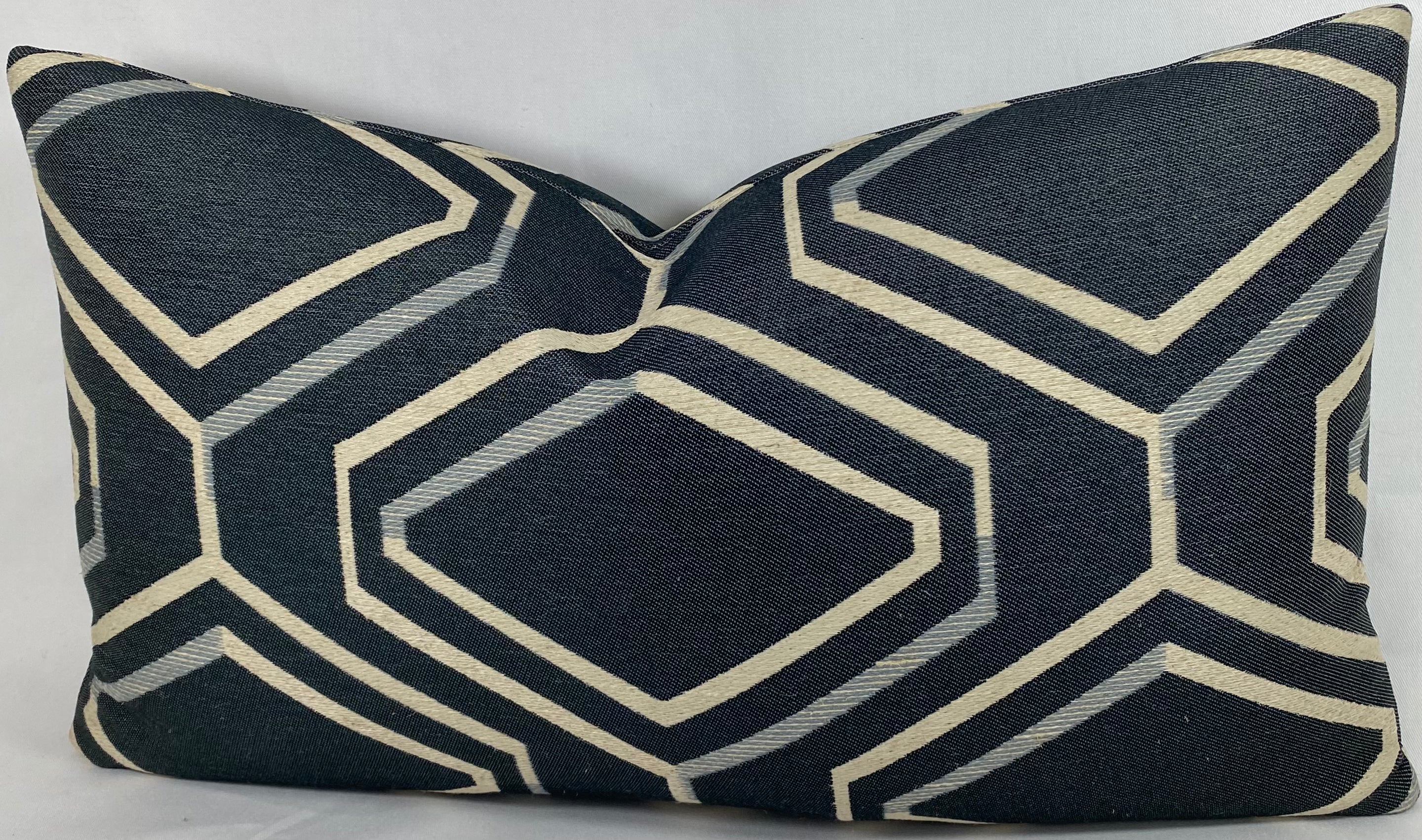 Luxury Lumbar Pillow - 24" x 14"- Geo Blue