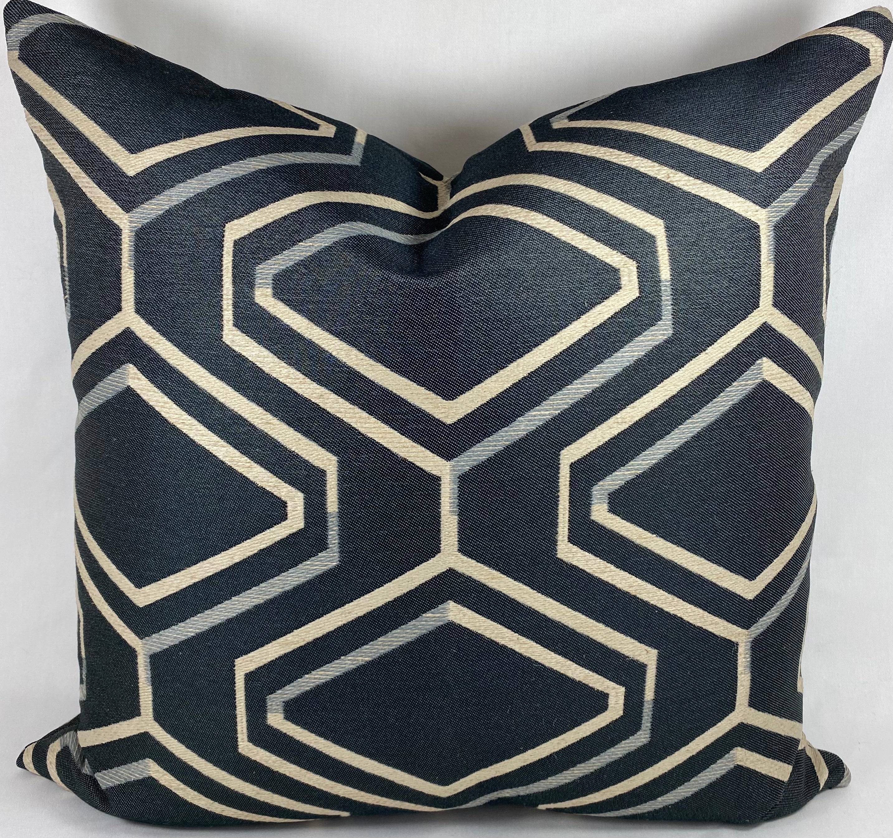 Luxury Pillow -  24" x 24" - Geo Blue