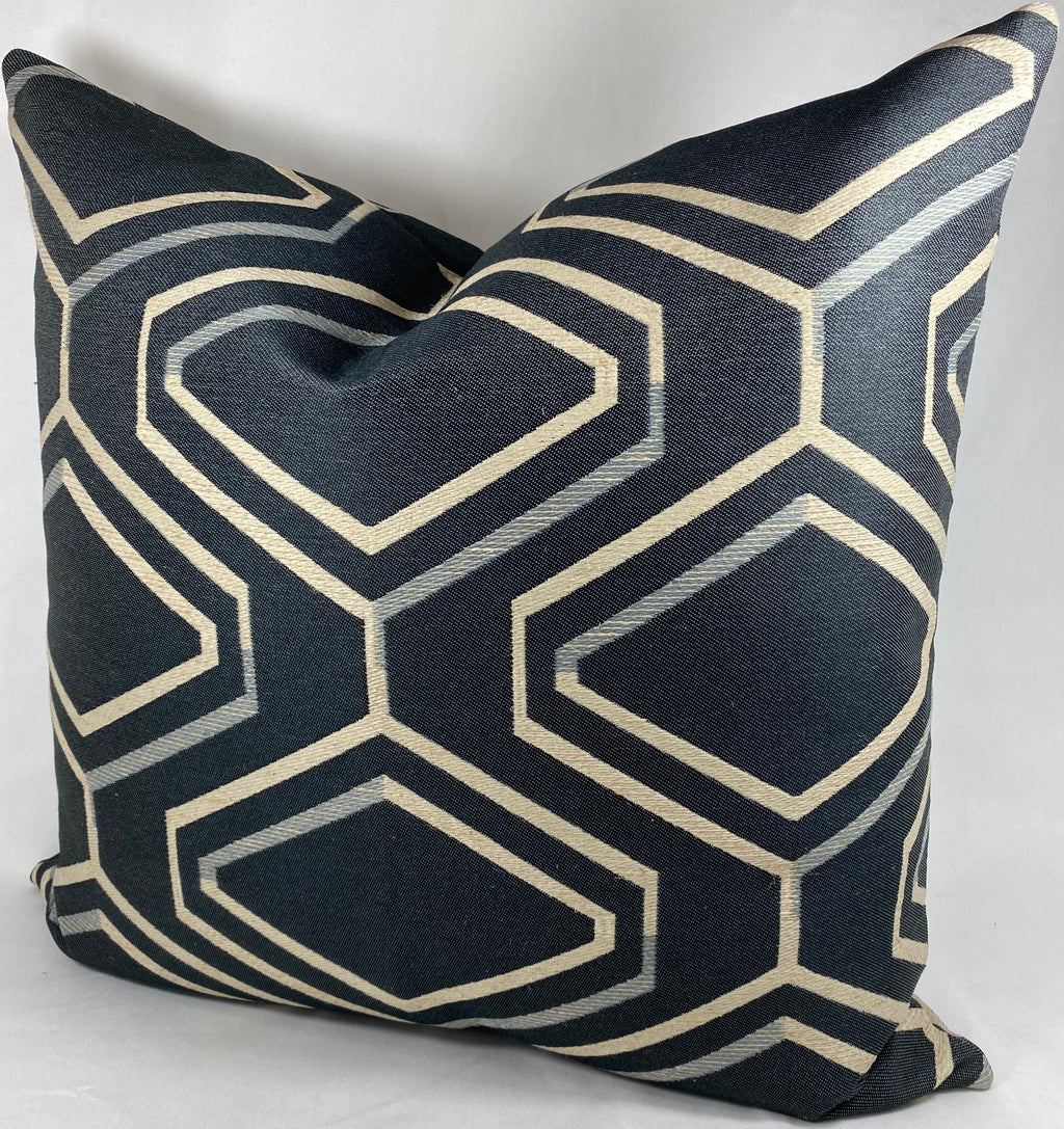 Luxury Pillow -  24" x 24" - Geo Blue