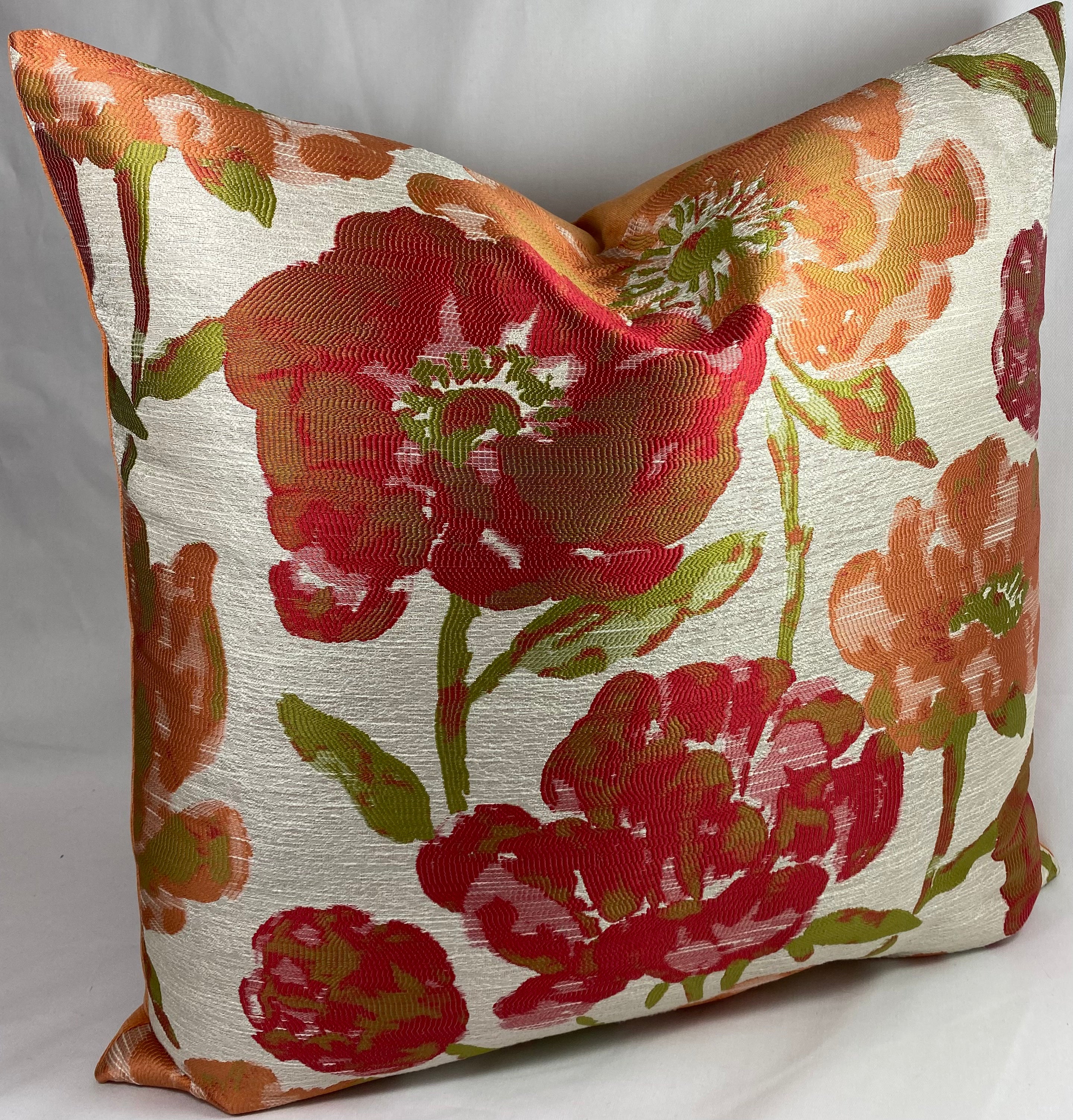 Luxury Pillow – 24" × 24" – Lauren Poppy | Woven Floral – Kim Melrose ...