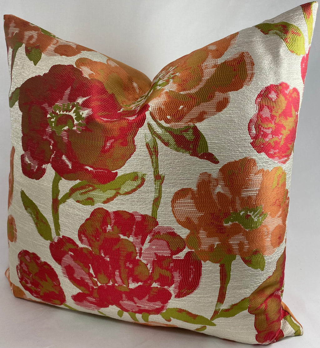 Luxury Pillow – 24" × 24" – Lauren Poppy