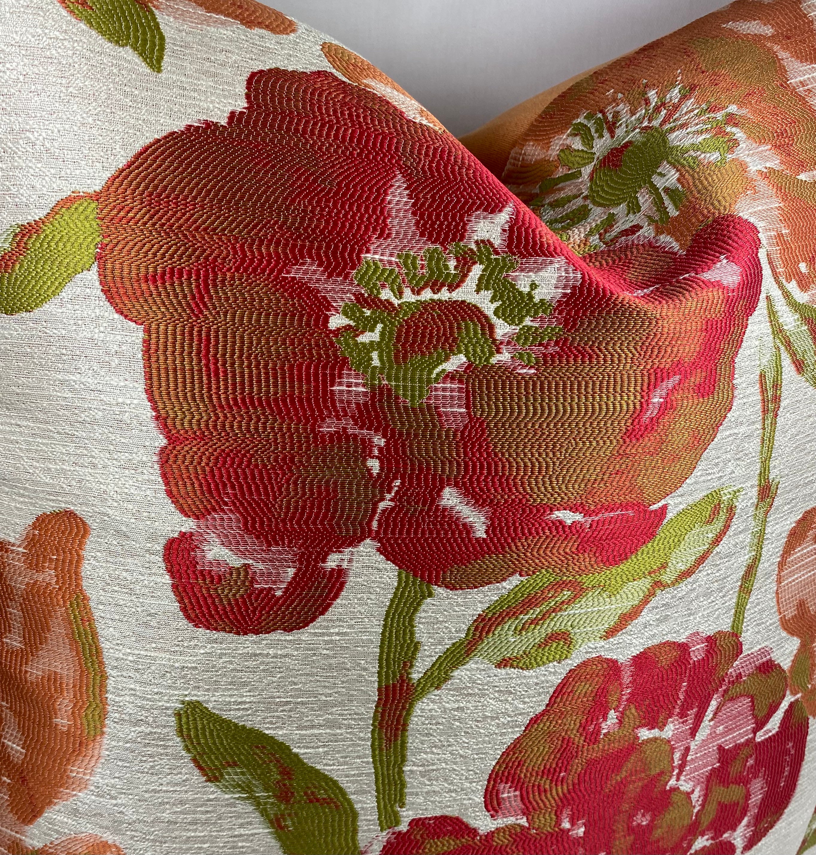 Luxury Pillow – 24" × 24" – Lauren Poppy