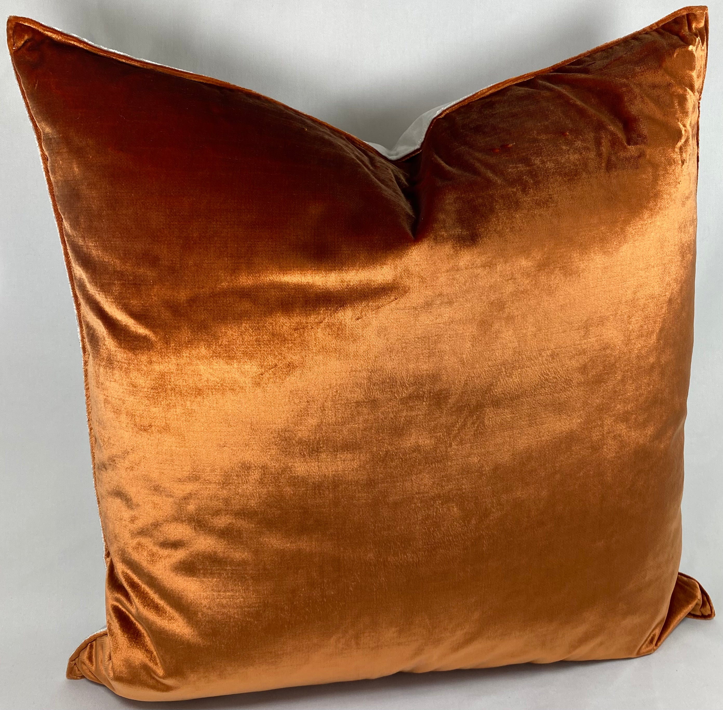 Luxury Pillow – 24" × 24" – Iridescence Orange & Silver