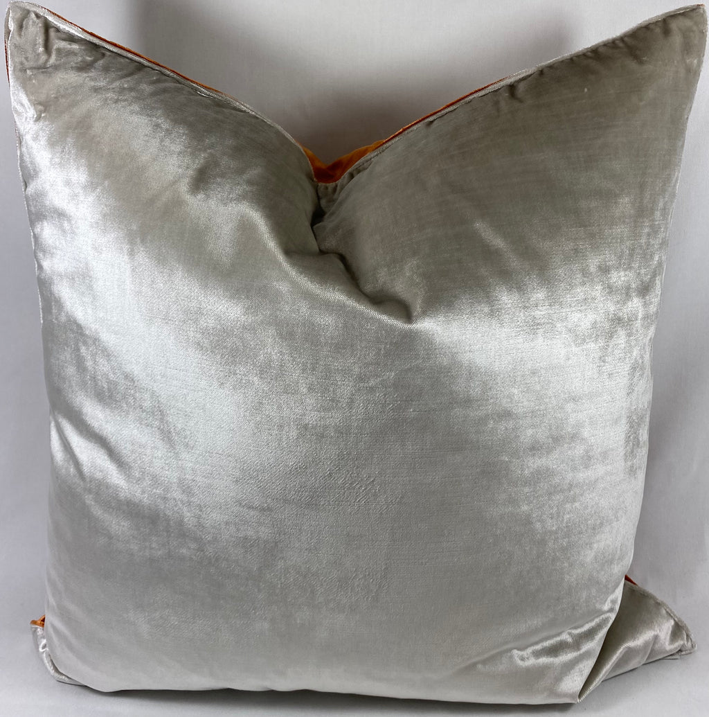 Luxury Pillow – 24" × 24" – Iridescence Orange & Silver