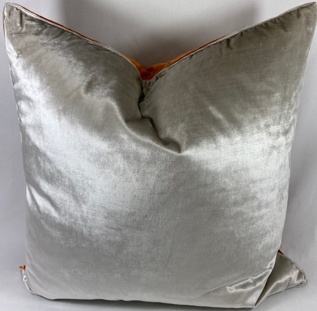 Luxury Pillow – 24" × 24" – Iridescence Orange & Silver