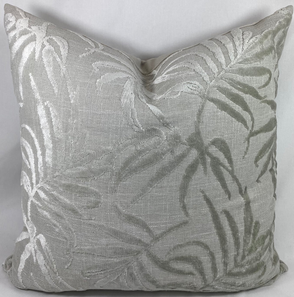 Luxury Pillow – 24" × 24" – Silver Fronds