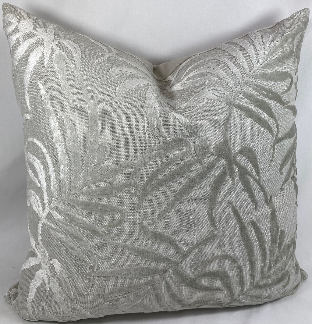 Luxury Pillow – 24" × 24" – Silver Fronds
