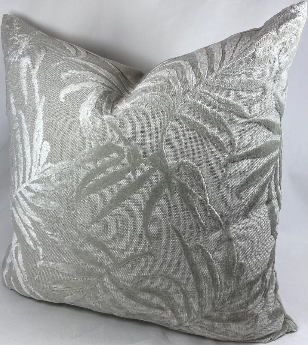 Luxury Pillow – 24" × 24" – Silver Fronds