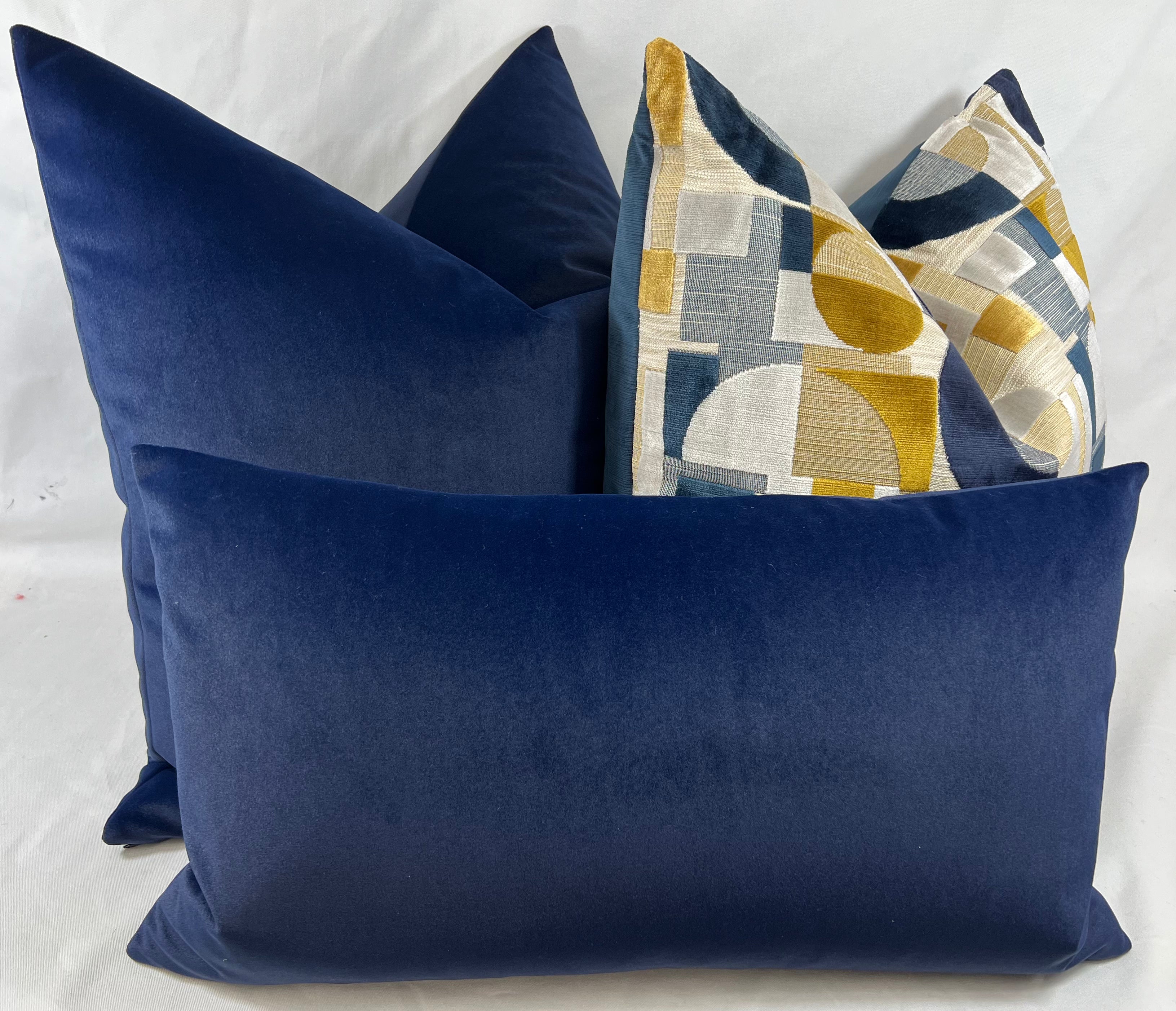 Luxury Pillow – 24" × 24" – Navy Blue Velvet | Plush Solid – Kim ...