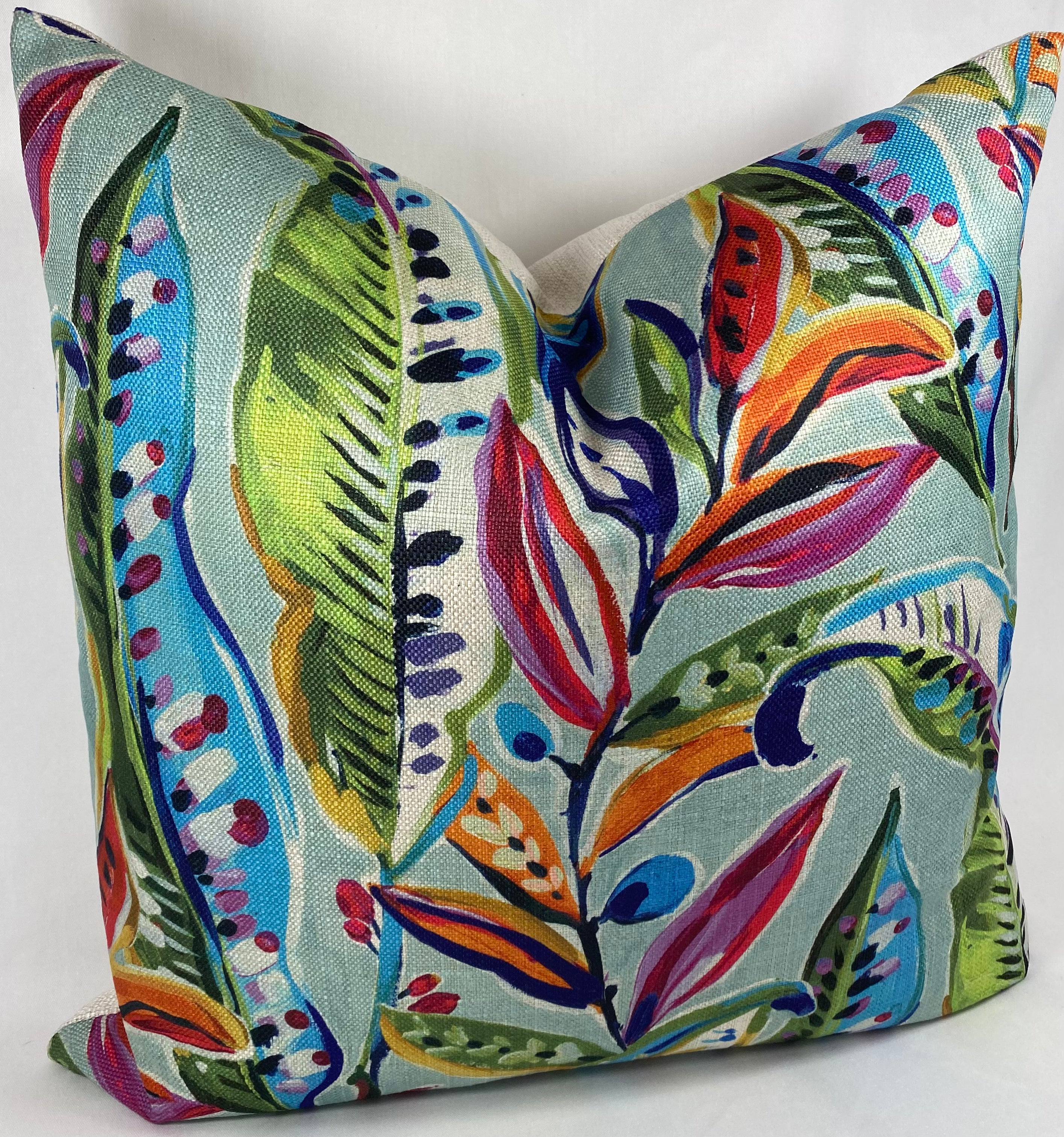 Luxury Pillow – 24" × 24" – Enrique | Colorful Botanical – Kim Melrose ...
