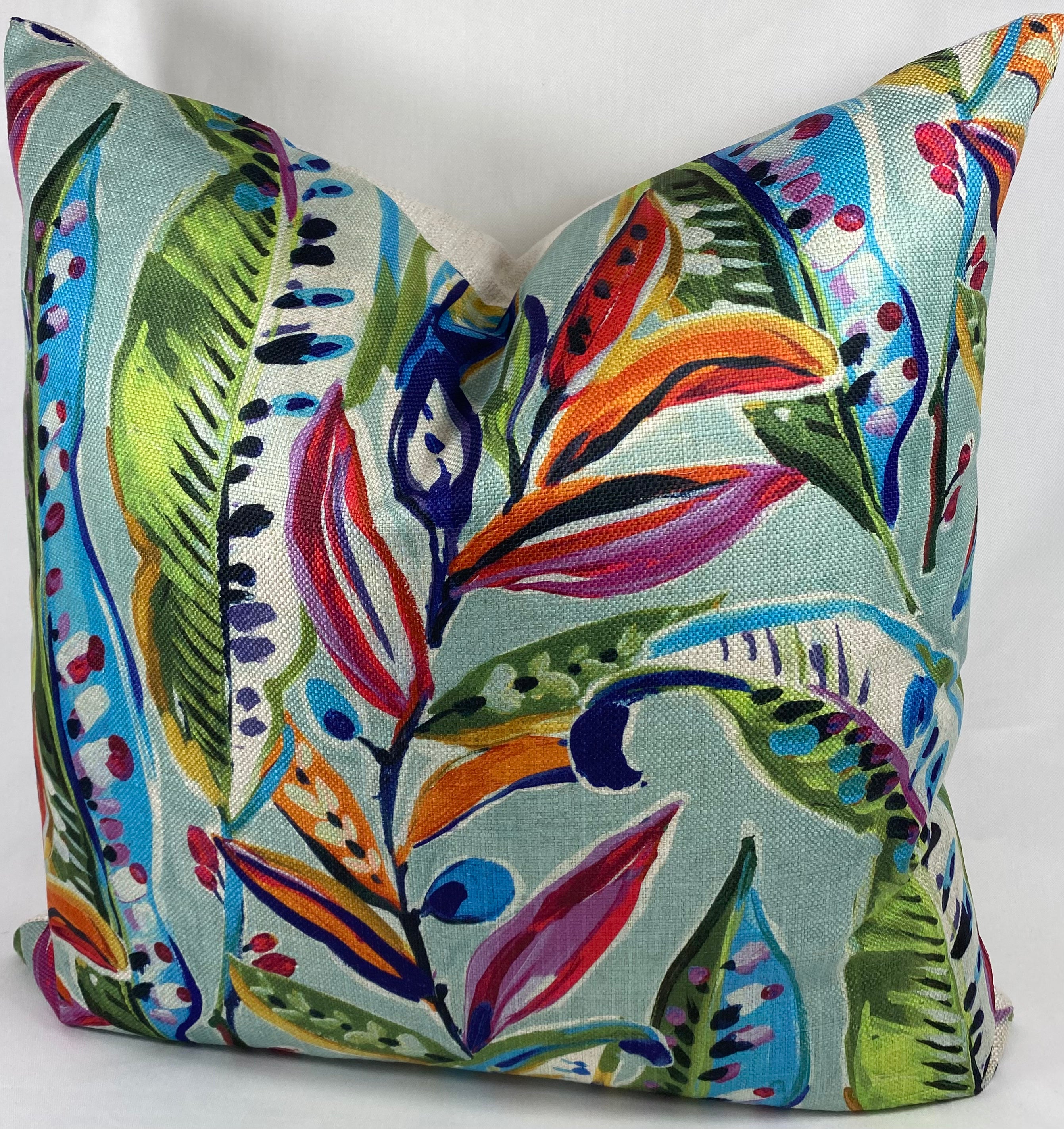 Luxury Pillow – 24" × 24" – Enrique | Colorful Botanical – Kim Melrose ...