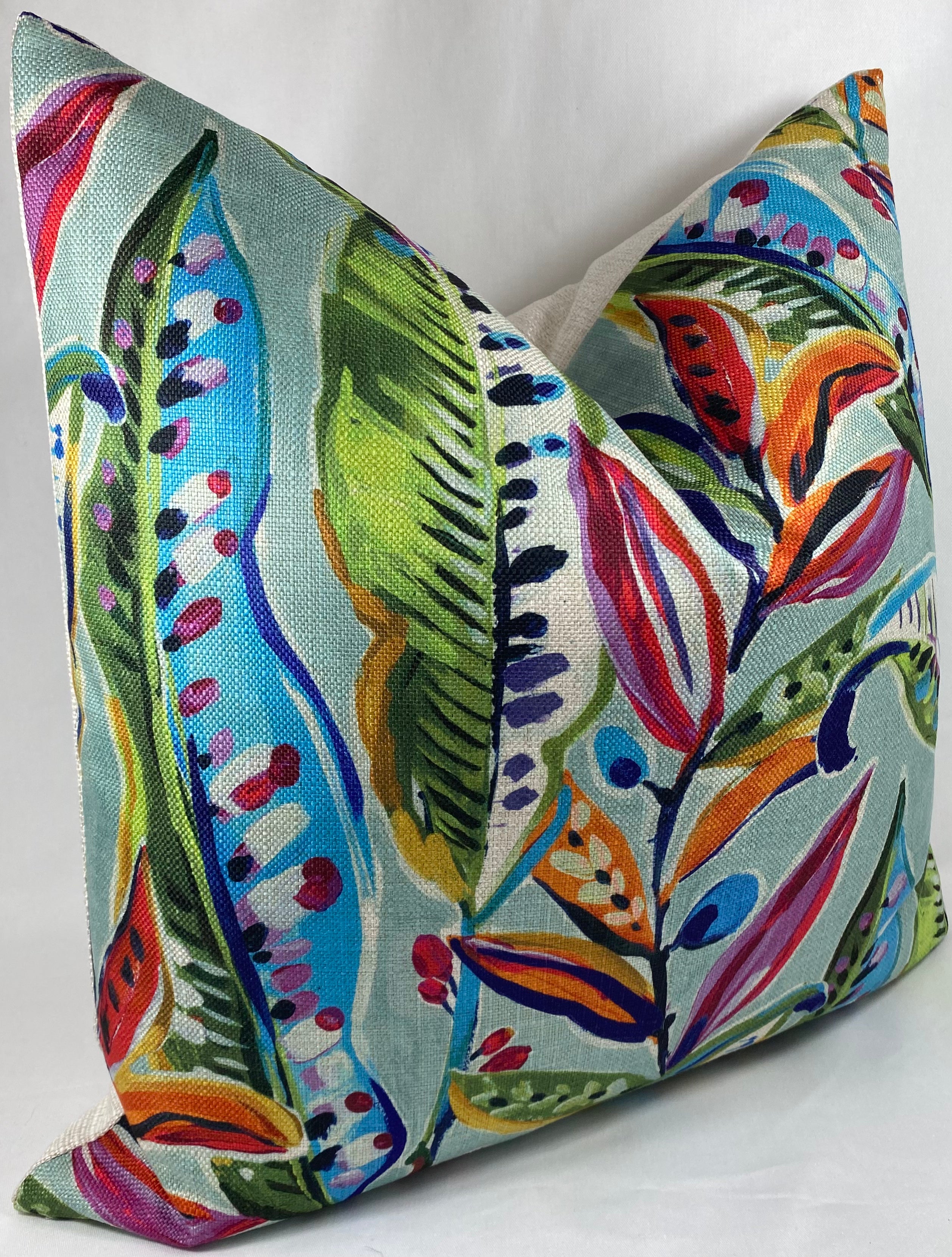 Luxury Pillow – 24" × 24" – Enrique | Colorful Botanical – Kim Melrose ...