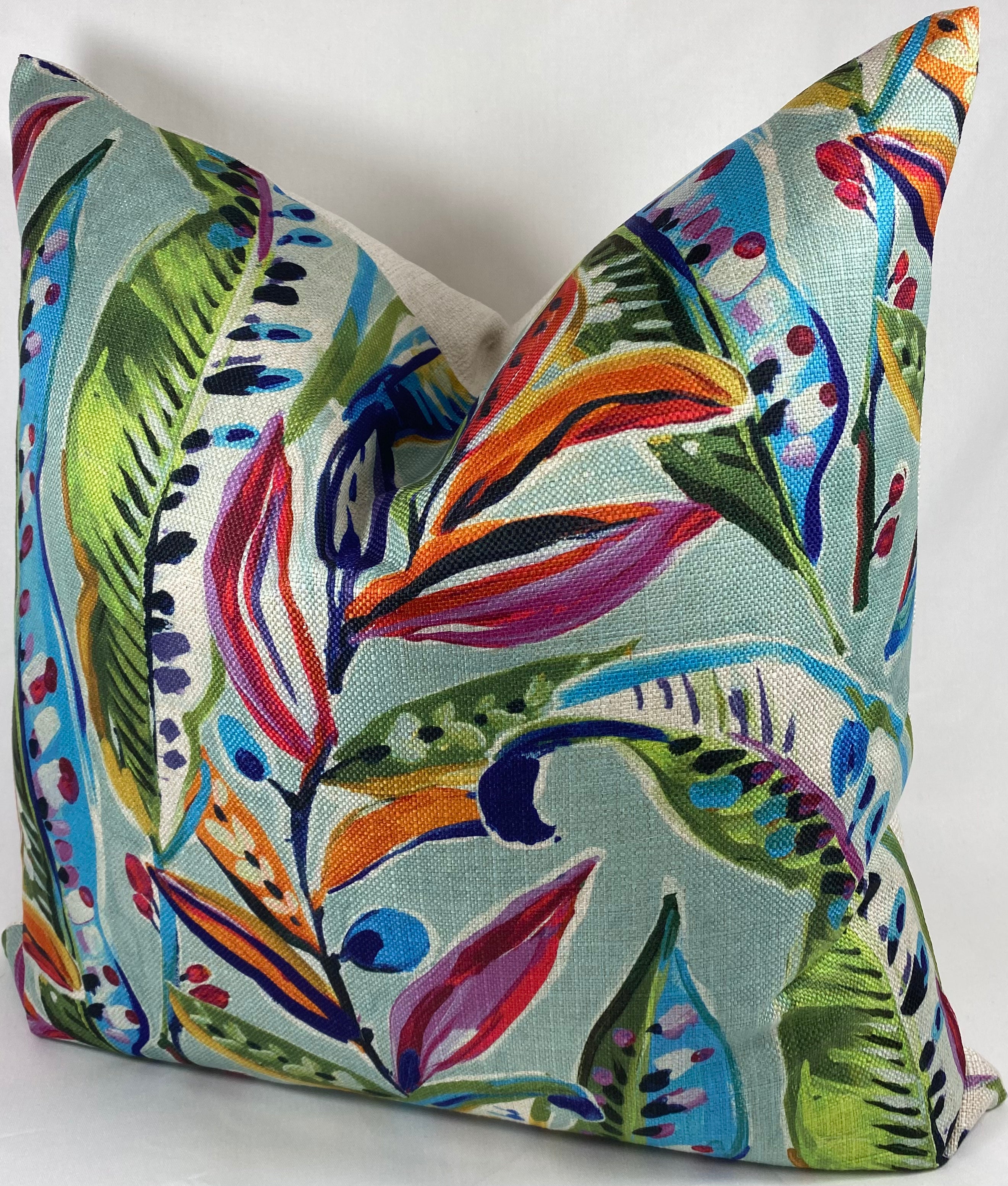 Luxury Pillow – 24" × 24" – Enrique | Colorful Botanical – Kim Melrose ...