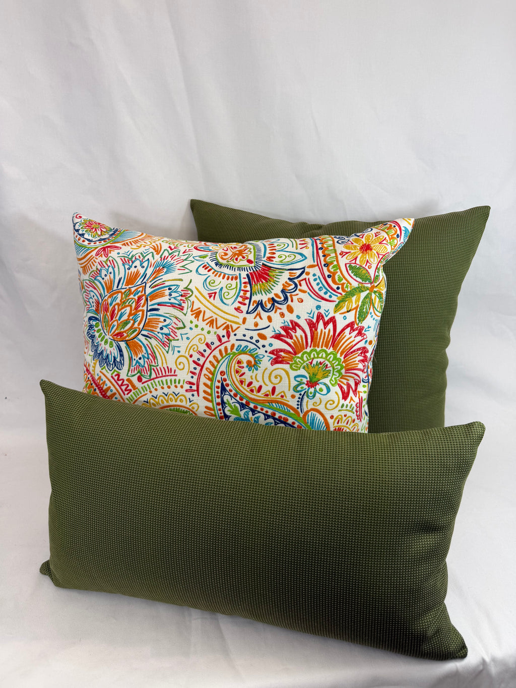 Luxury Outdoor Lumbar Pillow – 22" × 12" – Moss Green