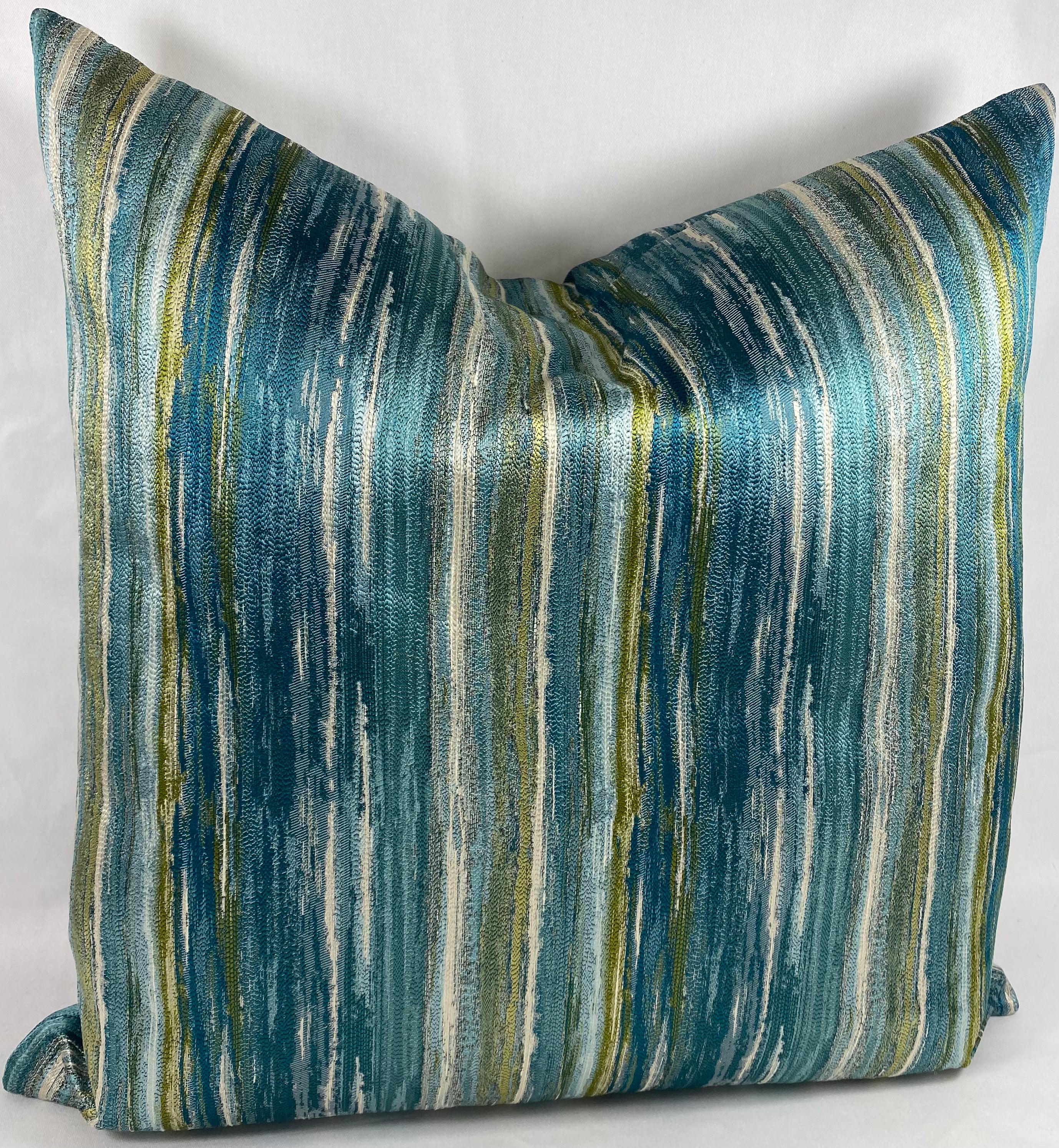 Luxury Pillow – 24" × 24" – Nimby Aqua | Aqua Striped Design – Kim ...