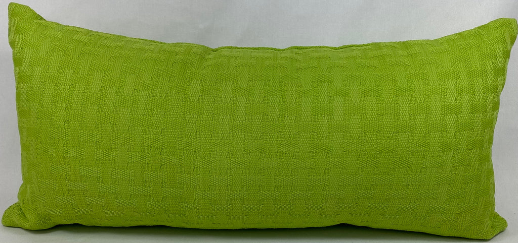 Luxury Outdoor Lumbar Pillow – 22" × 12" – Carmel Weave Green