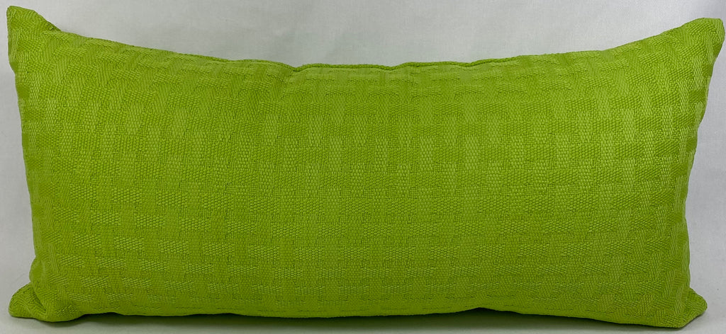 Luxury Outdoor Lumbar Pillow – 22" × 12" – Carmel Weave Green
