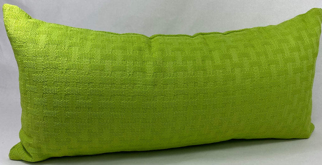 Luxury Outdoor Lumbar Pillow – 22" × 12" – Carmel Weave Green