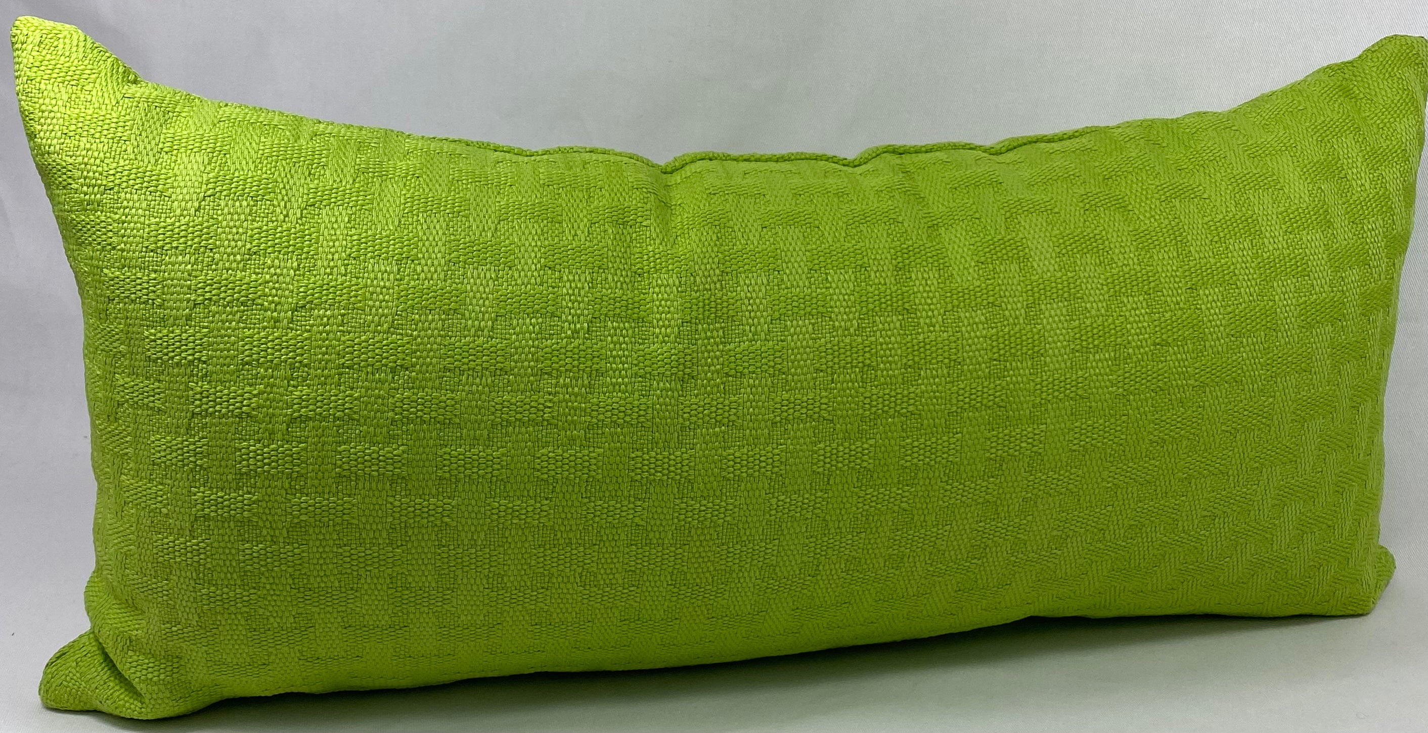 Luxury Outdoor Lumbar Pillow – 22" × 12" – Carmel Weave Green