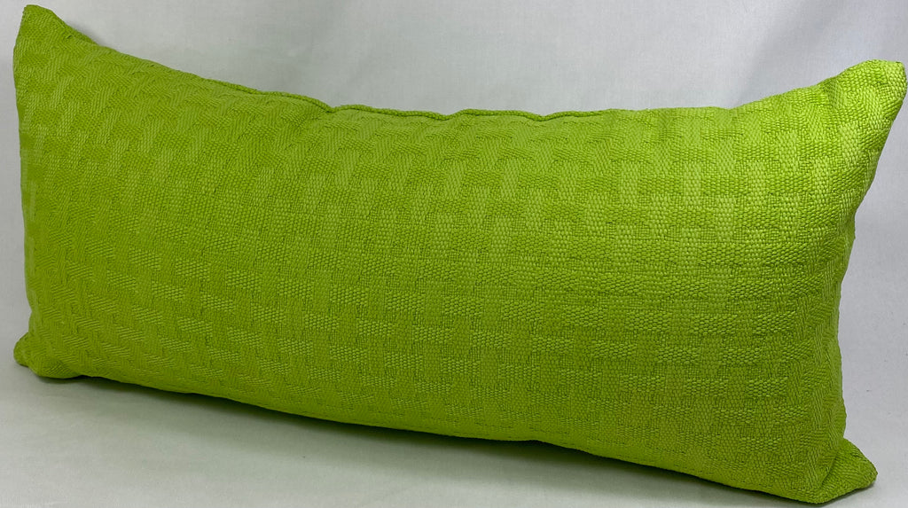Luxury Outdoor Lumbar Pillow – 22" × 12" – Carmel Weave Green