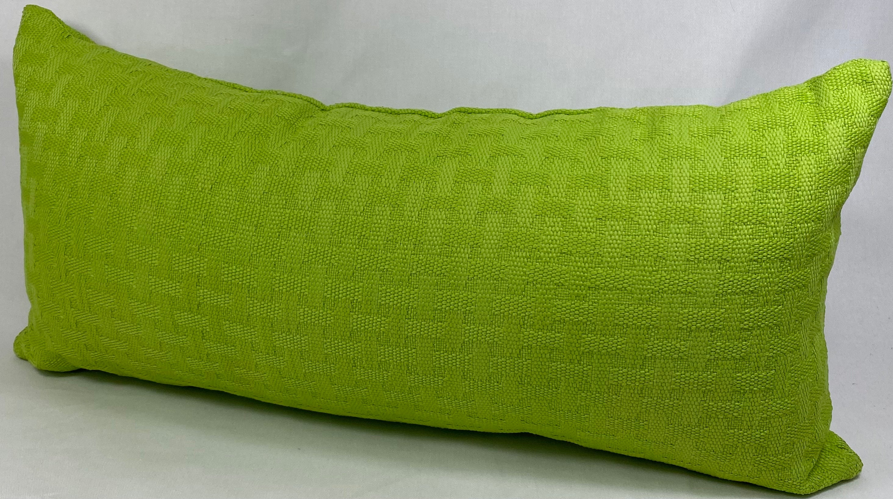 Luxury Outdoor Lumbar Pillow – 22" × 12" – Carmel Weave Green