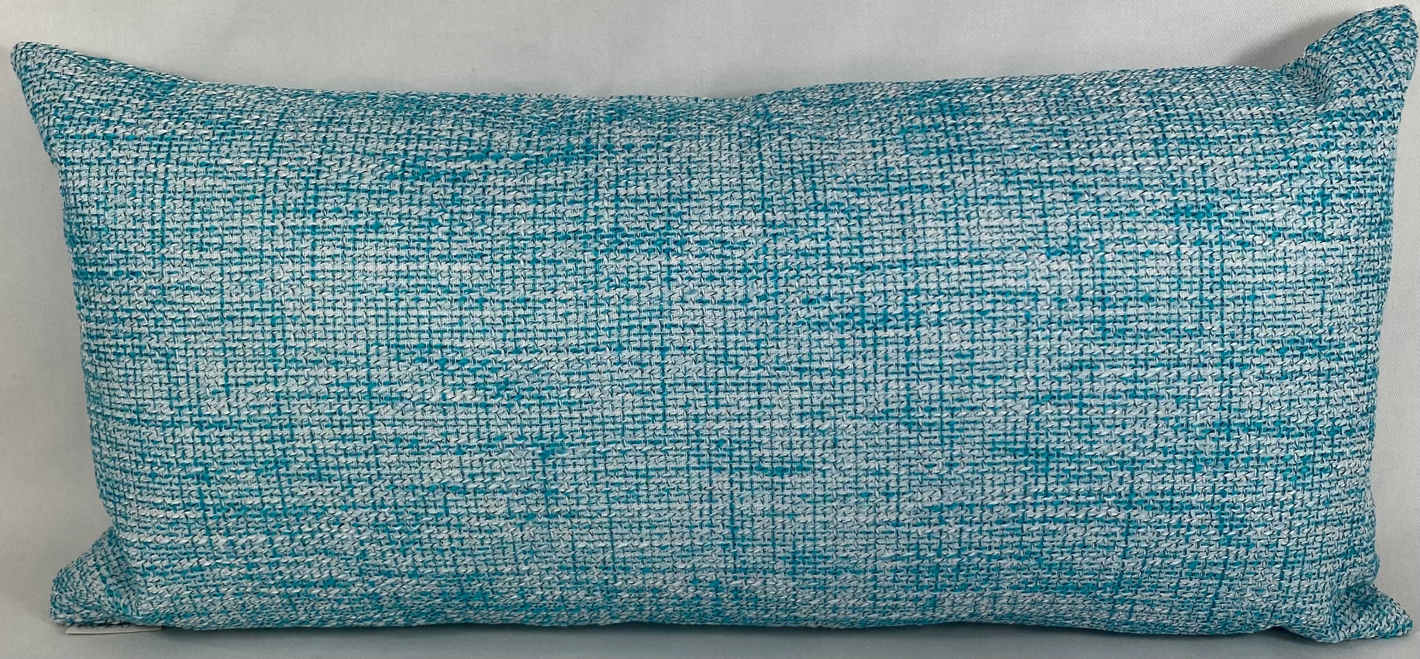 Luxury Outdoor Lumbar Pillow – 22" × 12" – Double Trouble Turquoise