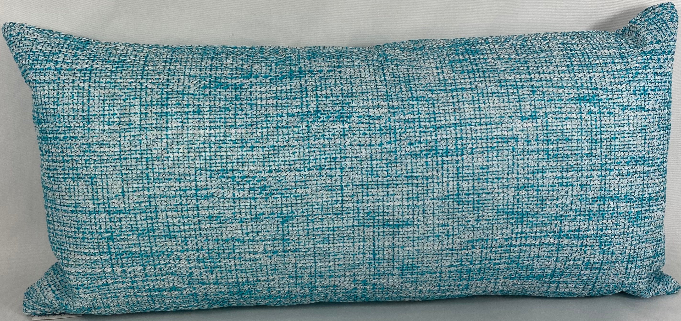 Luxury Outdoor Lumbar Pillow – 22" × 12" – Double Trouble Turquoise