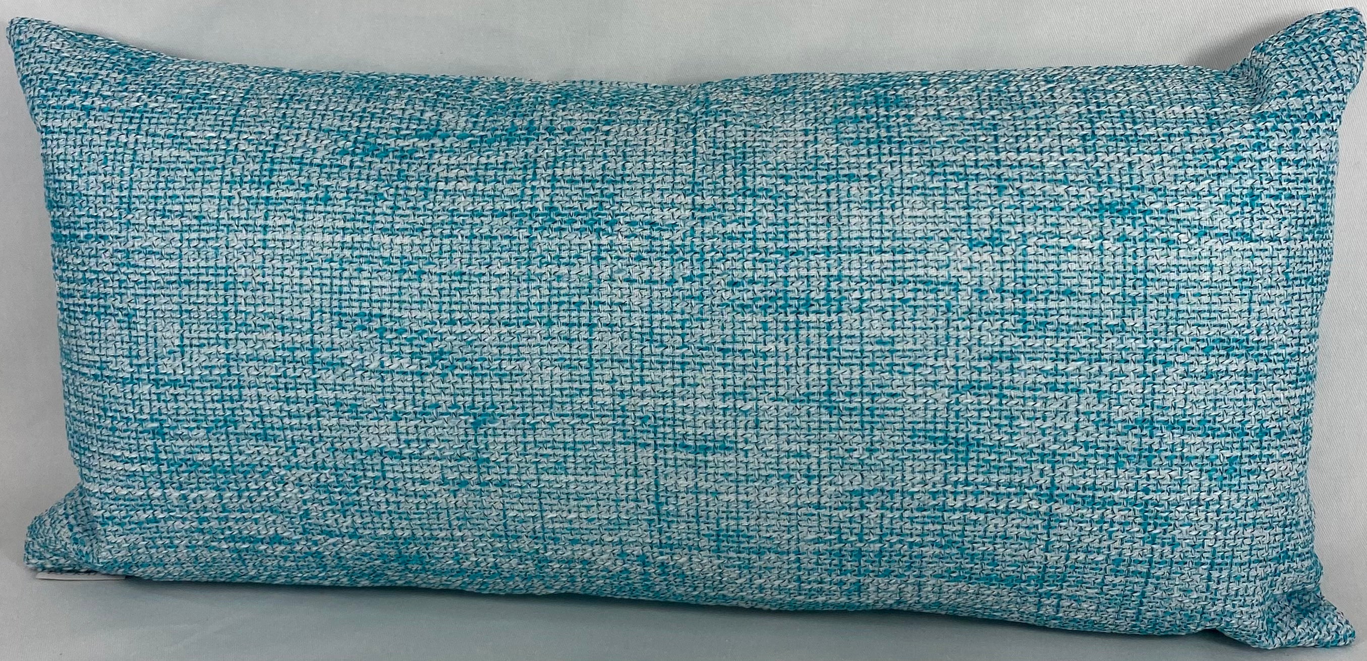 Luxury Outdoor Lumbar Pillow – 22" × 12" – Double Trouble Turquoise