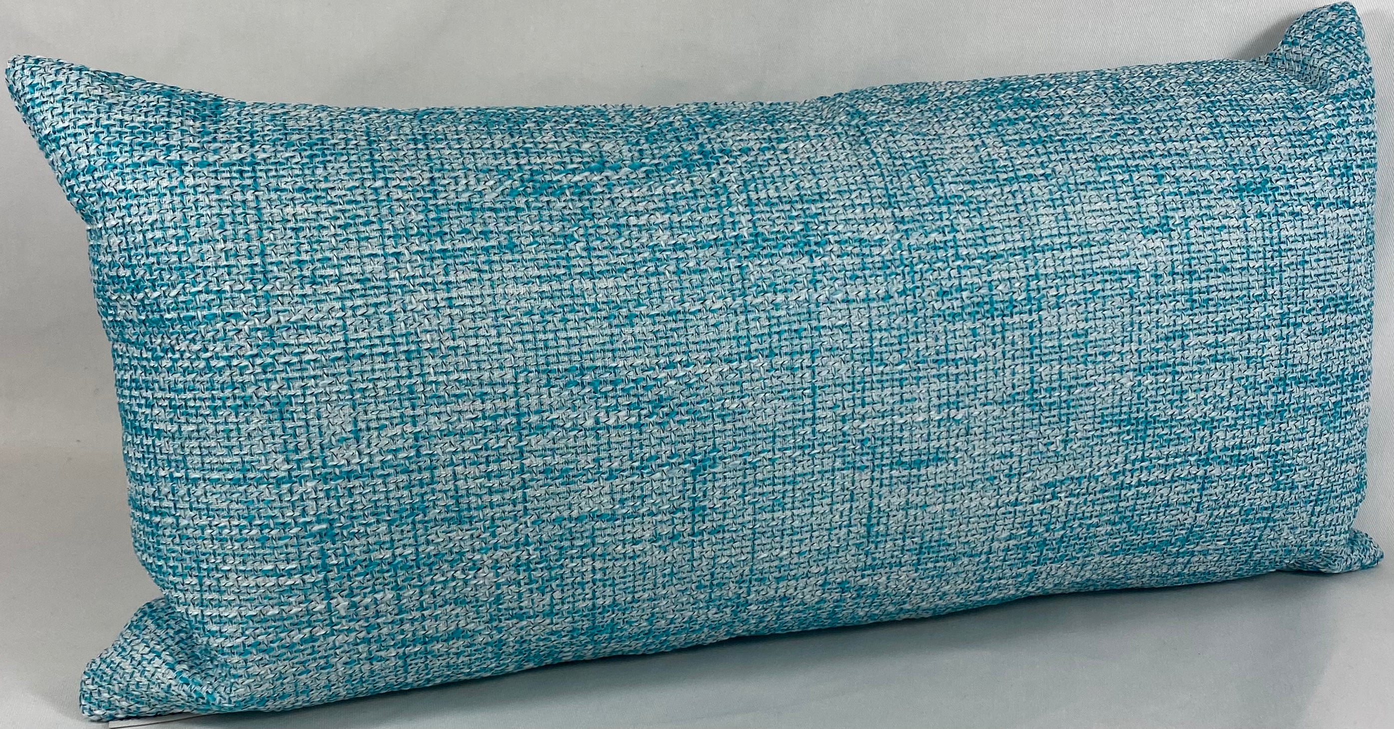 Luxury Outdoor Lumbar Pillow – 22" × 12" – Double Trouble Turquoise