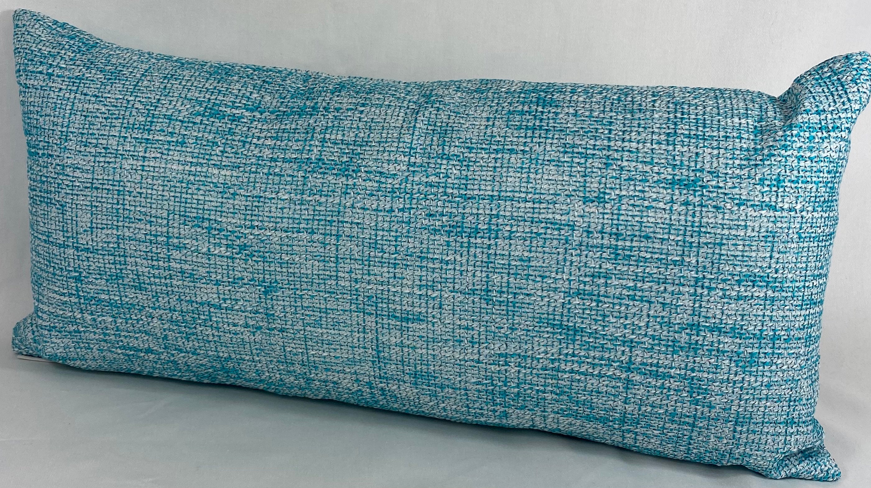 Luxury Outdoor Lumbar Pillow – 22" × 12" – Double Trouble Turquoise