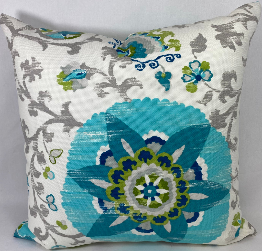 Luxury Outdoor Pillow – 22" × 22" – Silsila Turquoise