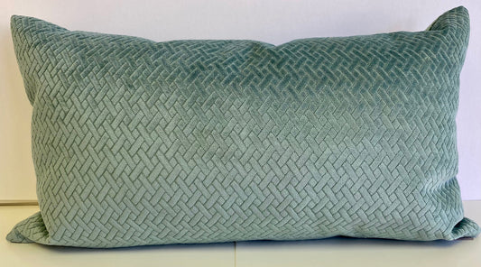 Flex Teal; Solid teal chenille in a basketweave jacquard pattern