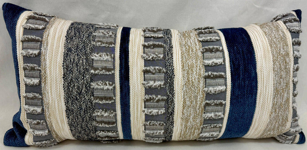 Luxury Outdoor Lumbar Pillow - 22" x 12" - Teton Indigo