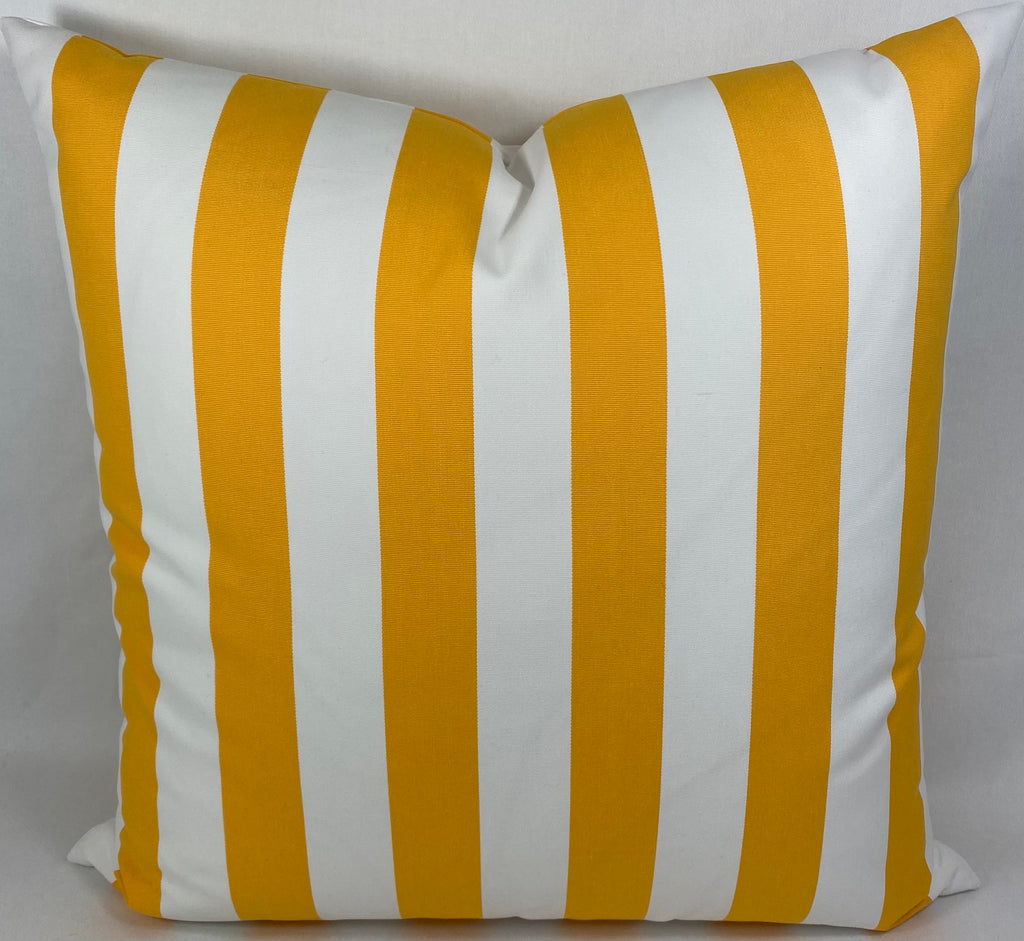 Luxury Outdoor Pillow – 22" × 22" – Cafe Stripe Yellow
