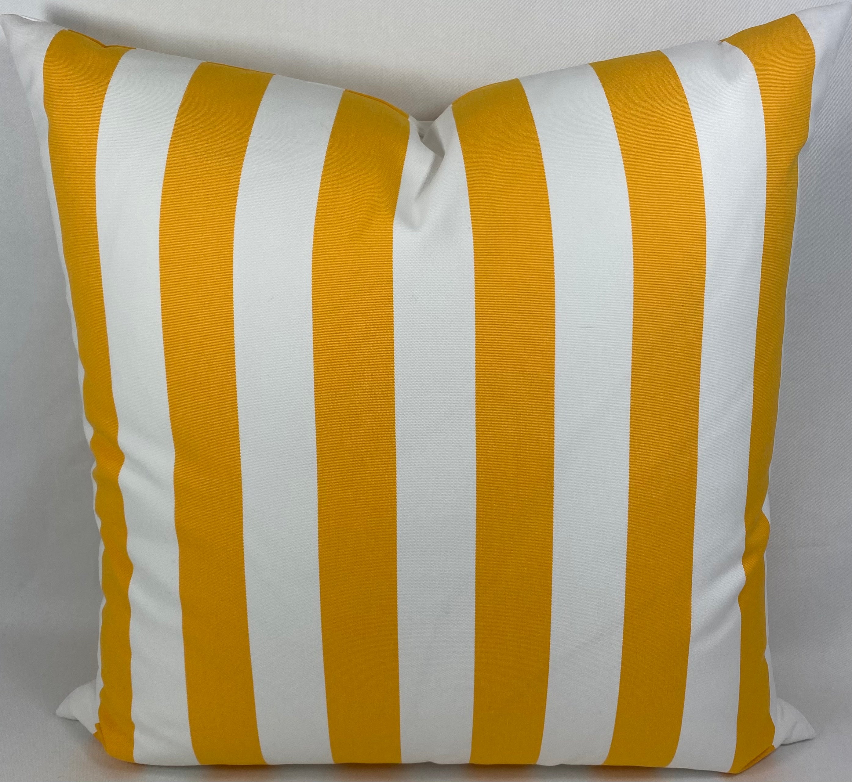 Luxury Outdoor Pillow – 22" × 22" – Cafe Stripe Yellow