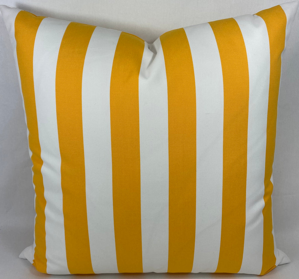 Luxury Outdoor Pillow – 22" × 22" – Cafe Stripe Yellow
