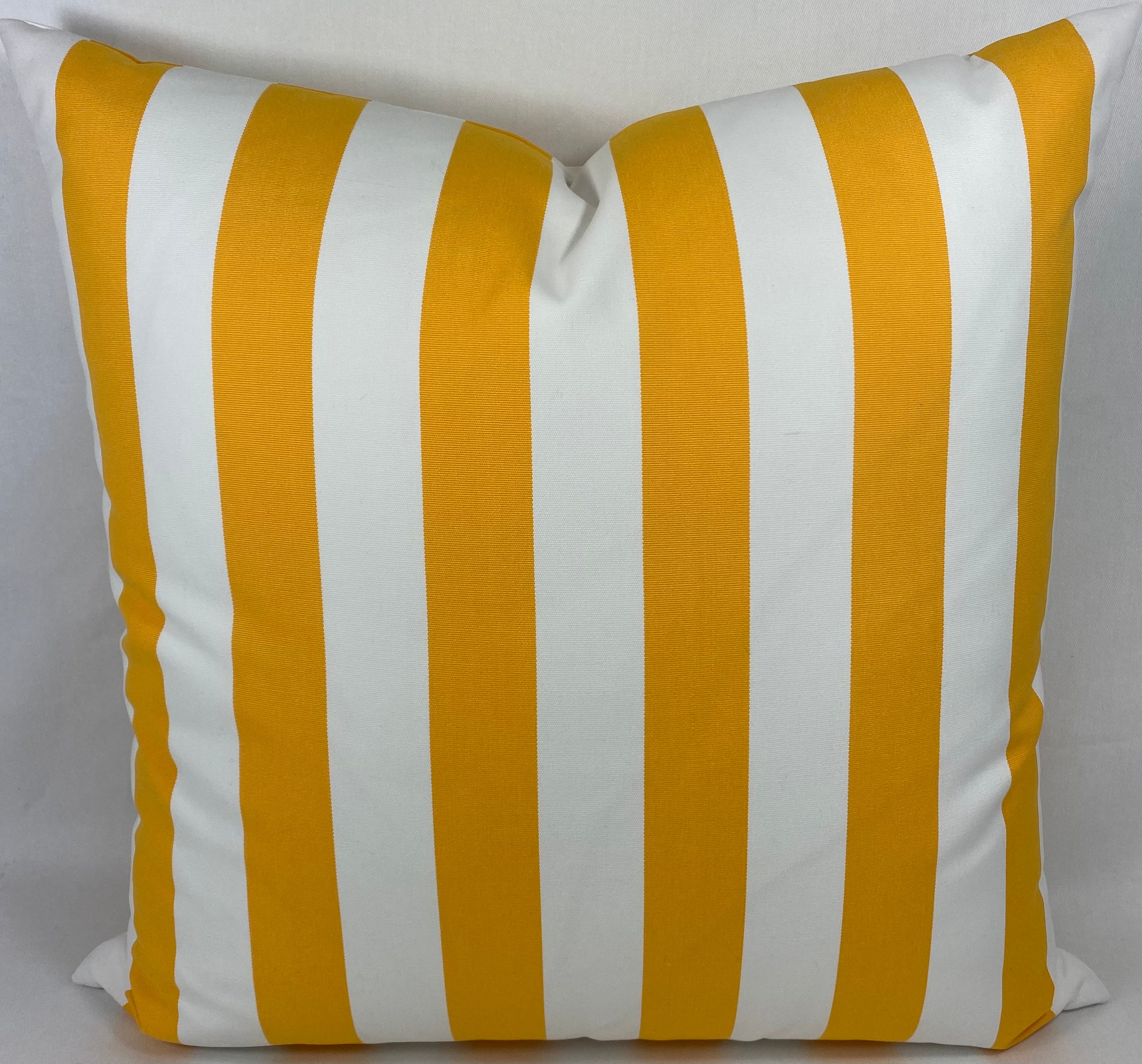 Luxury Outdoor Pillow – 22" × 22" – Cafe Stripe Yellow