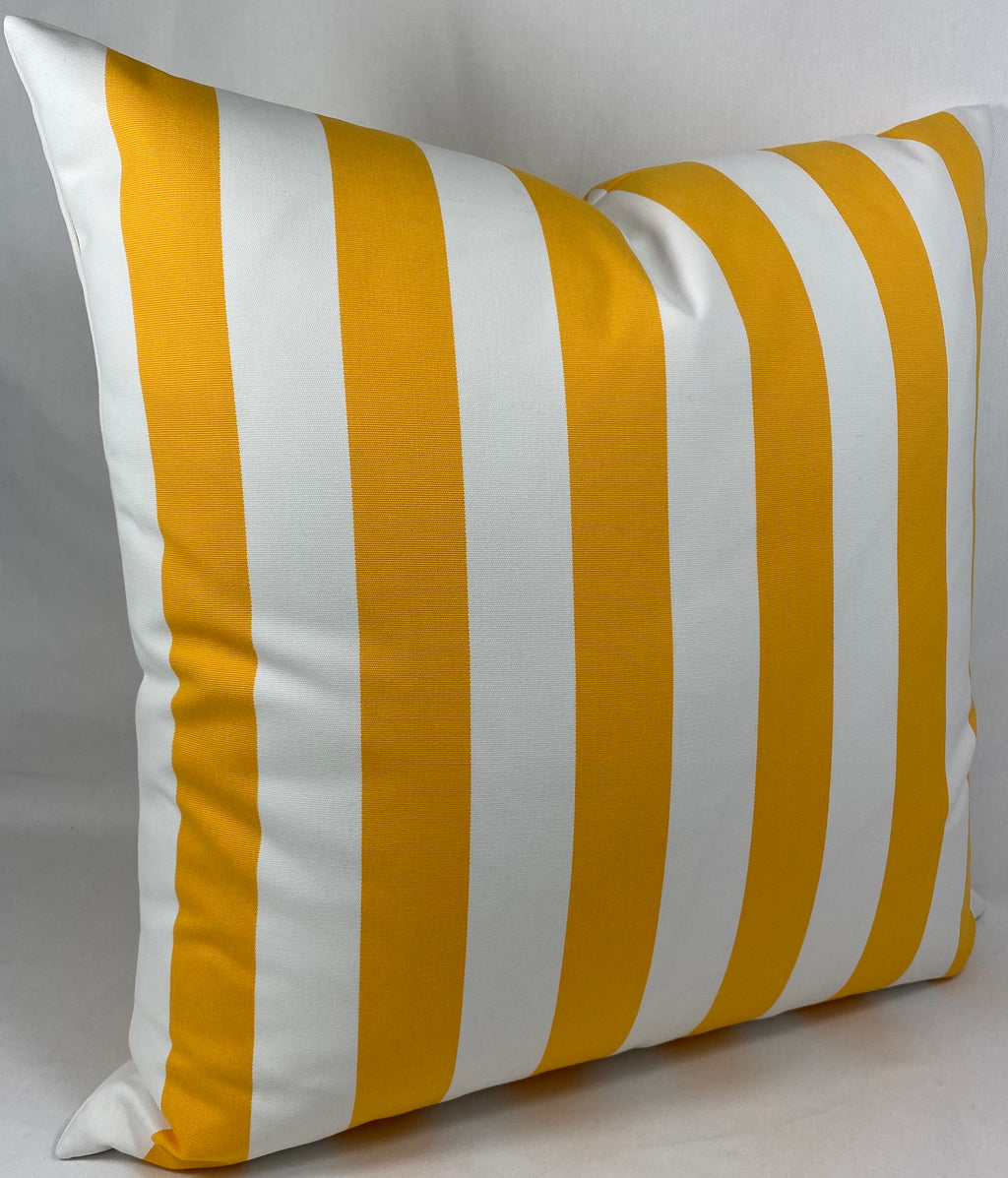 Luxury Outdoor Pillow – 22" × 22" – Cafe Stripe Yellow