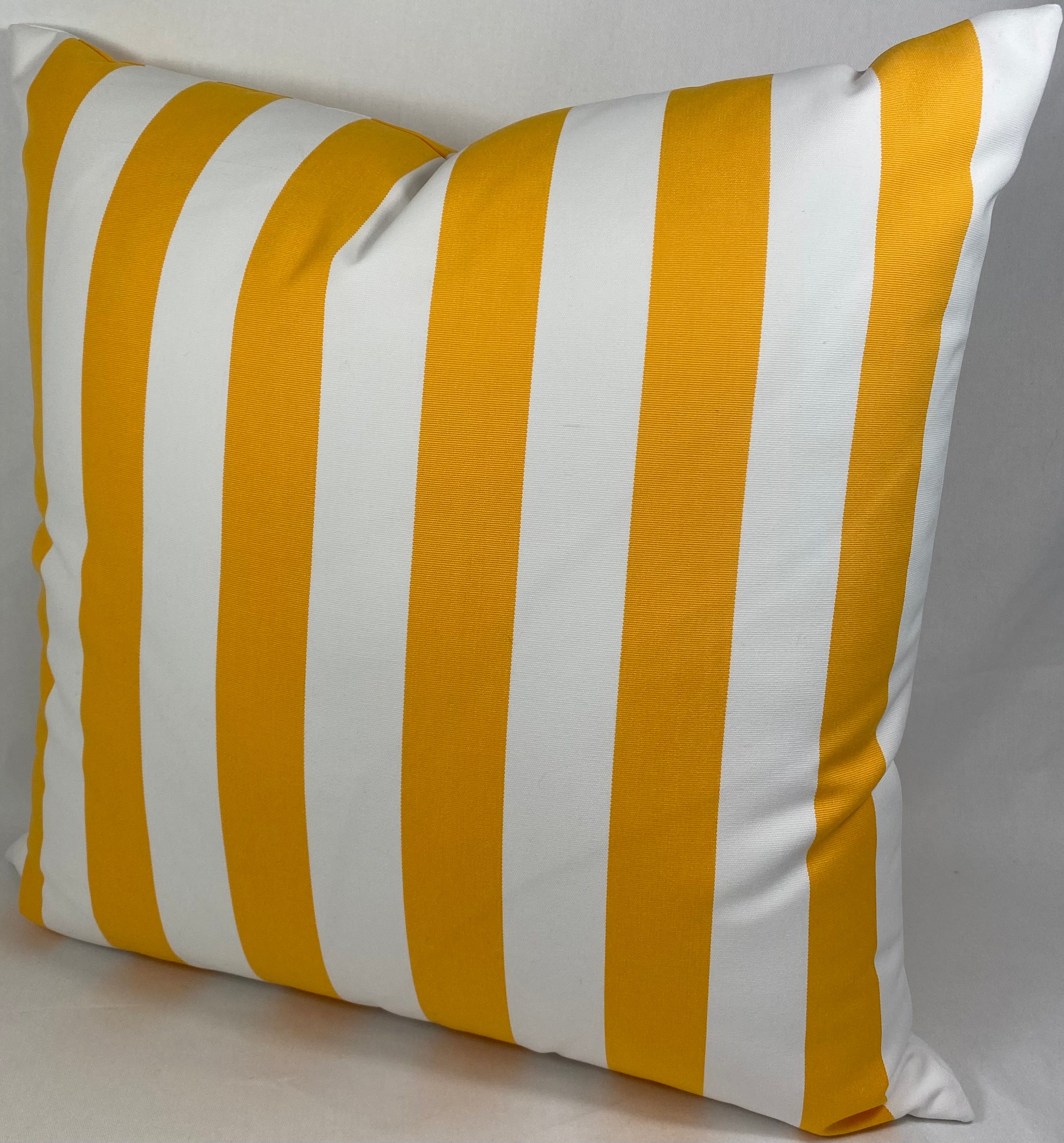 Luxury Outdoor Pillow – 22" × 22" – Cafe Stripe Yellow