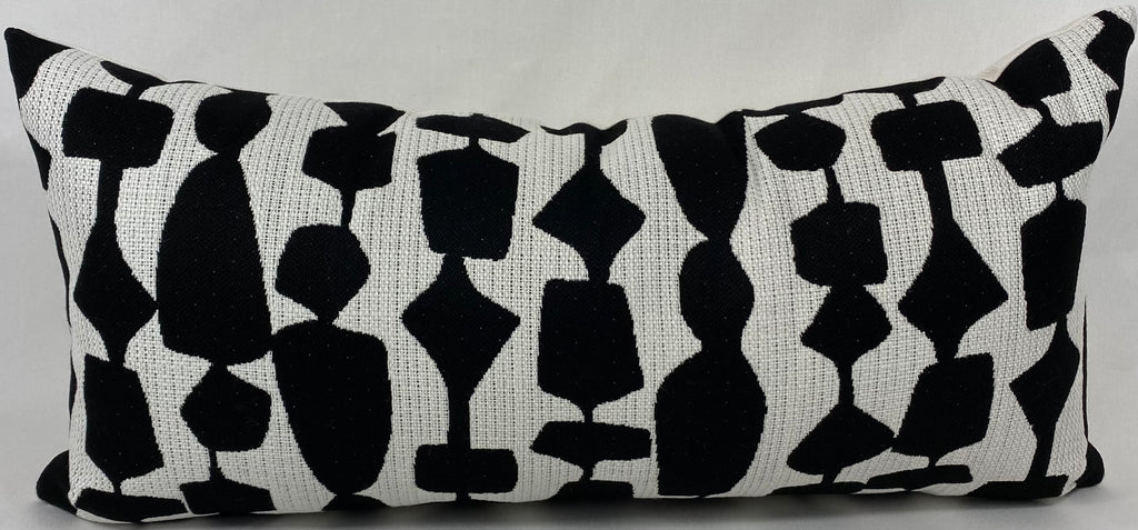 Luxury Outdoor Lumbar Pillow – 22" × 12" – Freya Black