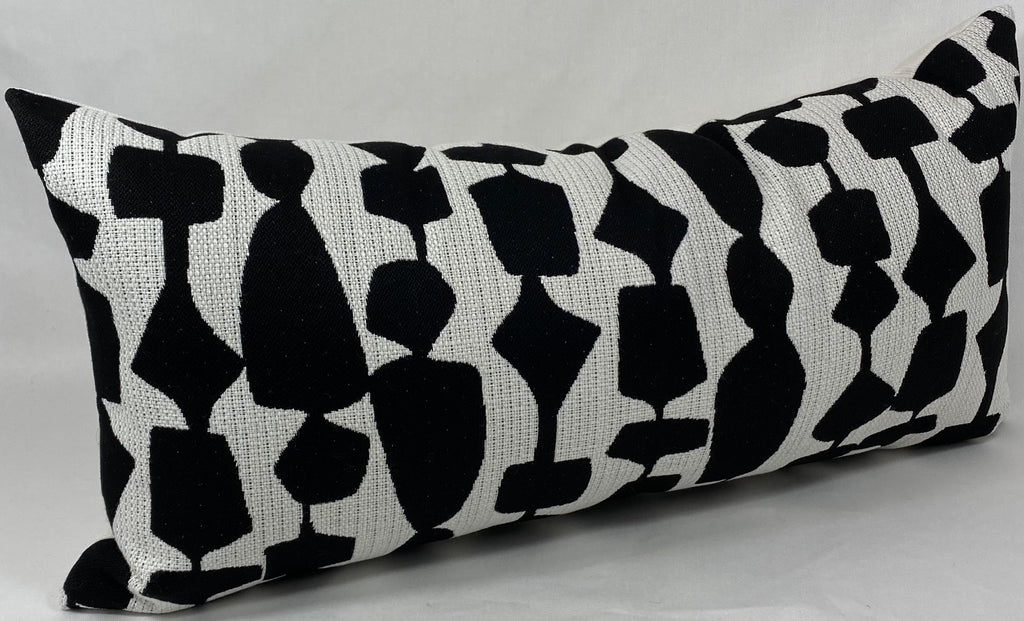 Luxury Outdoor Lumbar Pillow – 22" × 12" – Freya Black