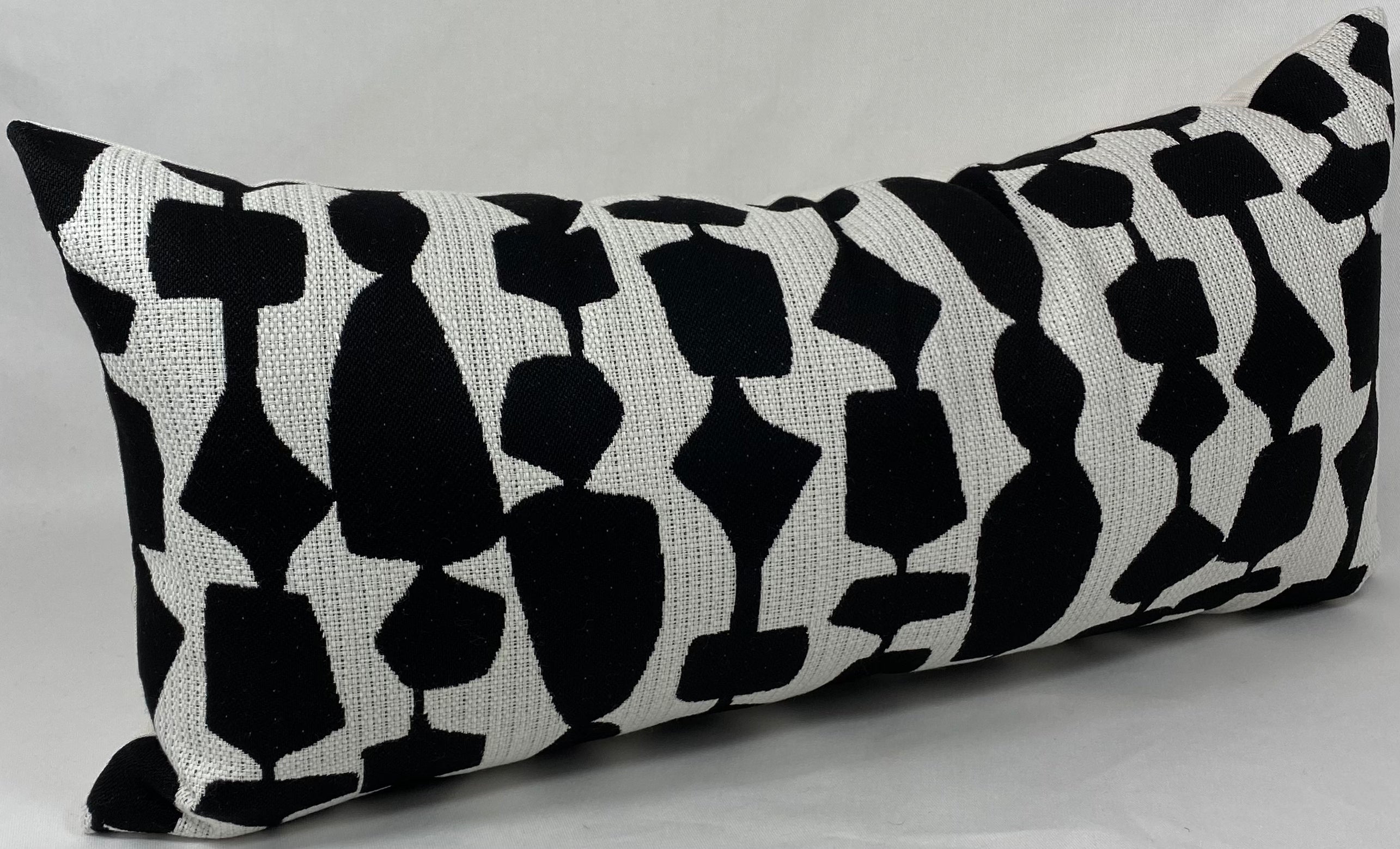 Luxury Outdoor Lumbar Pillow – 22" × 12" – Freya Black