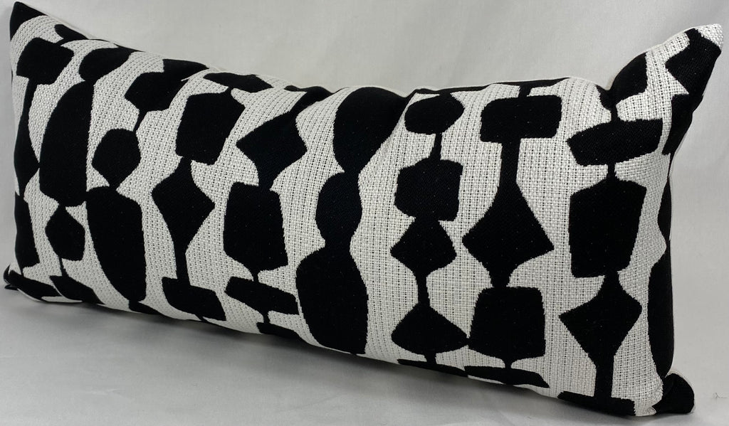 Luxury Outdoor Lumbar Pillow – 22" × 12" – Freya Black