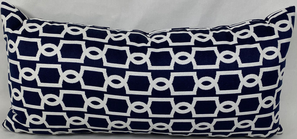 Luxury Outdoor Lumbar Pillow – 22" × 12" – Ocean Gate Navy